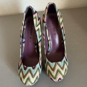 Madden Girl platform shoes Malley 5in heel chevron zigzag Multi-color Size 6.5